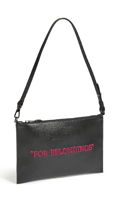 Shop Off-white Flat Pochette Shoulder Bag In Black/fuschia