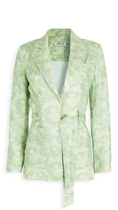 Shop Amur Octavia Jacket In Cricket Green Block Paisley