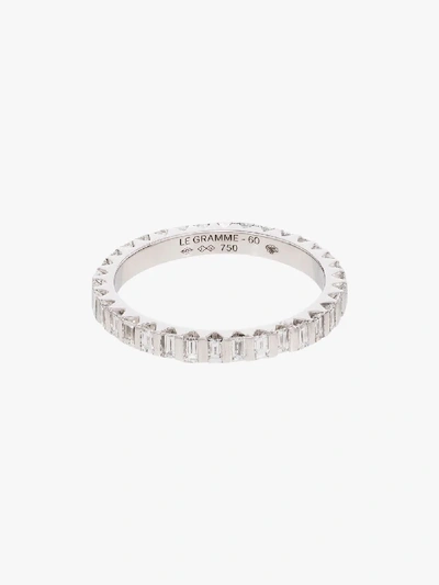 Shop Le Gramme 18k White Gold La 3g Polished Diamond Ring In Silver