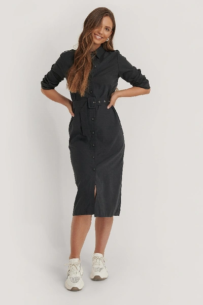 Shop Na-kd Front Button Belted Dress Black