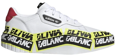 Pre-owned Adidas Originals Adidas Hypersleek Olivia Leblanc Construction Tape (women's) In Cloud White/core Black/solar Yellow