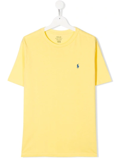 Shop Ralph Lauren Teen Logo-embroidered T-shirt In Yellow