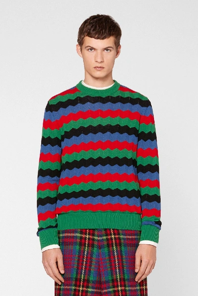 Shop Ami Alexandre Mattiussi Multicolor Striped Sweater In Green