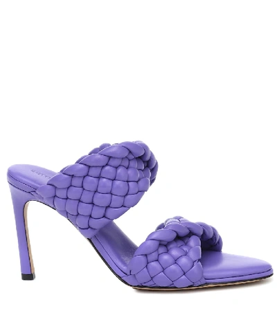 Shop Bottega Veneta Curve Leather Sandals In Purple