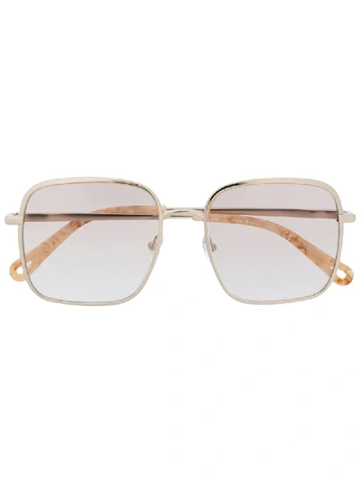 Shop Chloé Rosie Square-frame Sunglasses In Gold