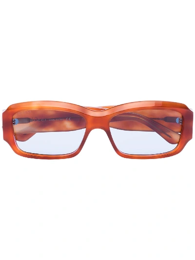 Shop Gucci Rectangular-frame Tortoiseshell-effect Sunglasses In 棕色