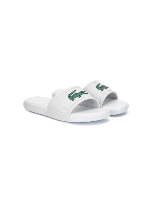 lacoste white sliders