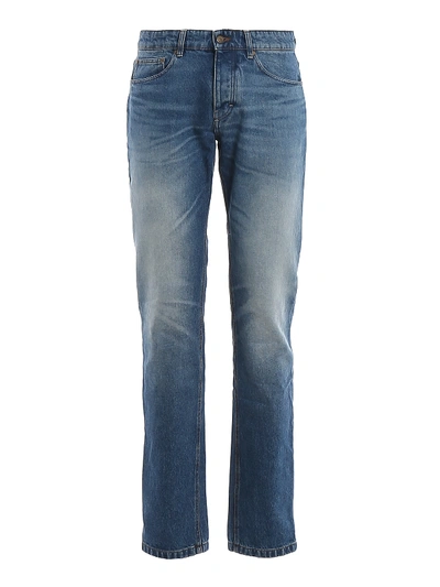 Shop Ami Alexandre Mattiussi Faded Denim Jeans In Medium Wash