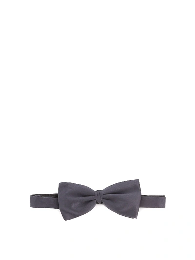 Shop Ermenegildo Zegna Satin Bow Tie In Dark Grey