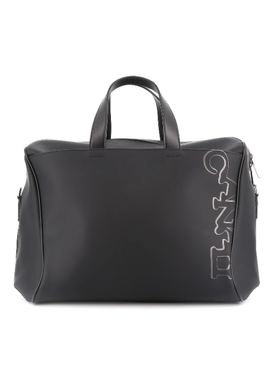 Shop Canali Rubber Duffle Bag In Black