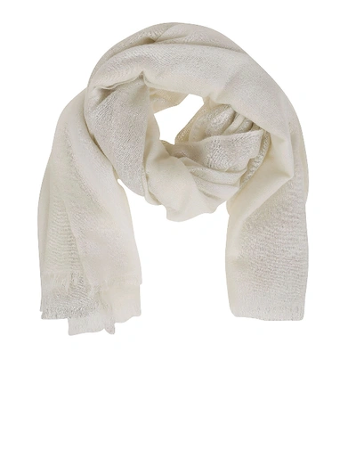 Shop Brunello Cucinelli Two-tone Fringed Scarf In Cream