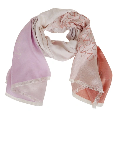Shop Valentino Vlogo Cashmere Silk Scarf In Pink