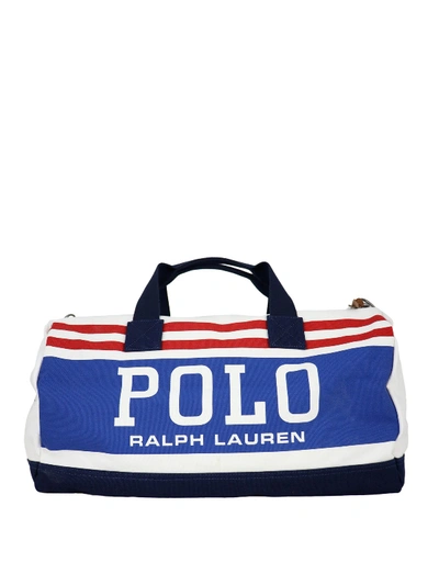 Shop Polo Ralph Lauren Logo Print Duffle Bag In White