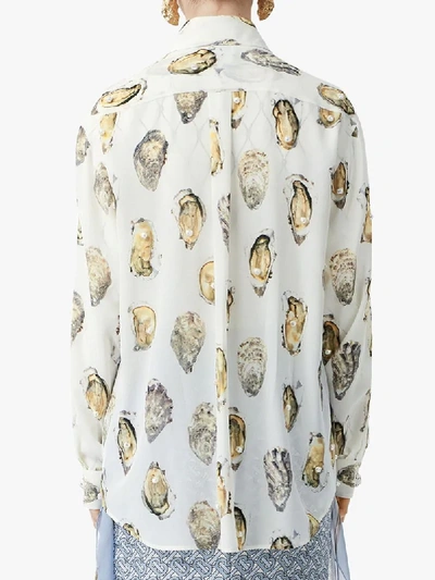Shop Burberry Oyster-print Pearl-embellished Shirt In White