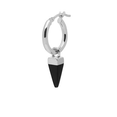 Shop Northskull Pyramid Stone Hoop Earring In Black-oxidised Silver