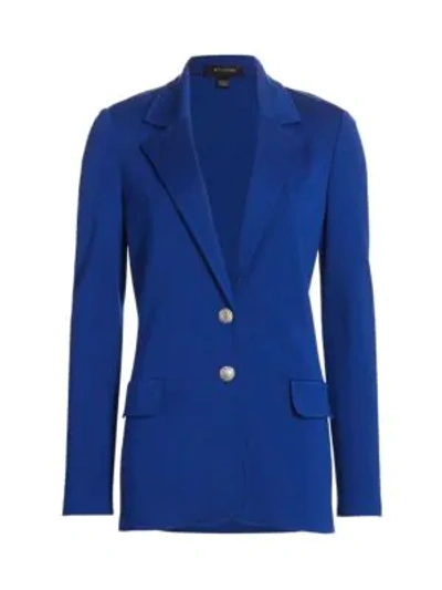 Shop St John Milano Knit Single Breasted Jacket In Vivid Blue