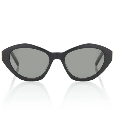 Shop Saint Laurent M60 Oval Sunglasses In Black