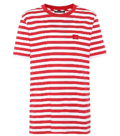 Shop Acne Studios Face Striped Cotton-jersey T-shirt In Red