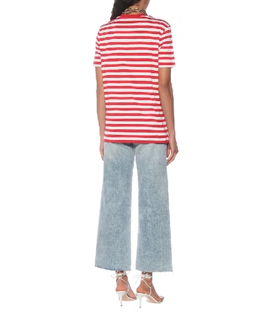 Shop Acne Studios Face Striped Cotton-jersey T-shirt In Red