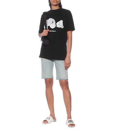 Shop Palm Angels Logo Cotton T-shirt In Black