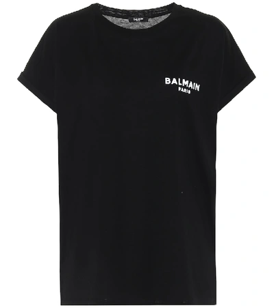 Shop Balmain Logo Cotton-jersey T-shirt In Black