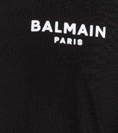 Shop Balmain Logo Cotton-jersey T-shirt In Black