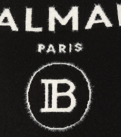 Shop Balmain Logo Wool-blend Sweater In Black