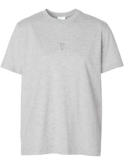 Shop Burberry Embroidered Tb Motif T-shirt In Grey