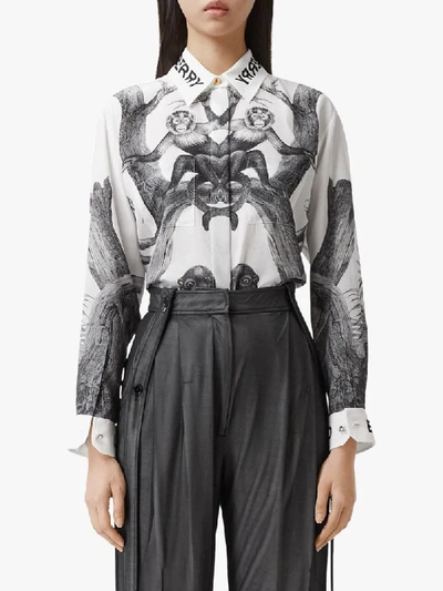 Shop Burberry Montage Print Shirt In Grey