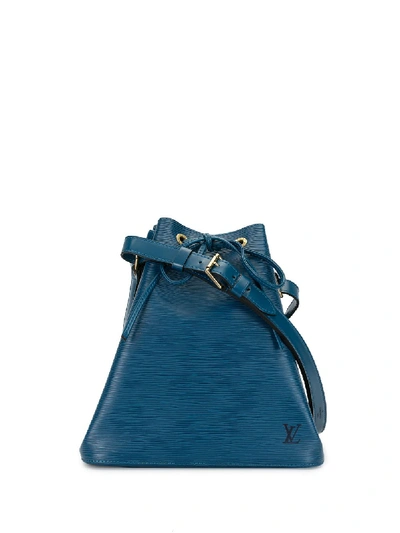 Pre-owned Louis Vuitton Petit Noe 抽绳系带单肩包 In Blue
