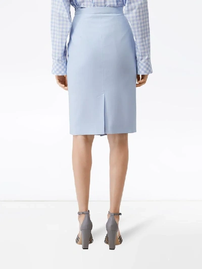 Shop Burberry Front Cut-out Pencil Skirt In Blue