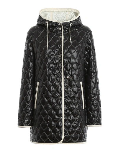 Shop Fay Quilted Nylon Hooded Coat In Black