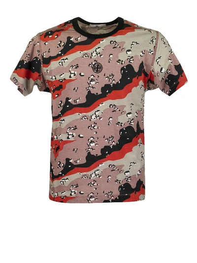 Shop Stone Island Desert Camouflage Print T-shirt In Multicolour