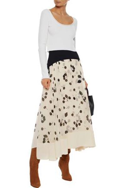 Shop 3.1 Phillip Lim / フィリップ リム Layered Paneled Crepe And Printed Gauze Maxi Skirt In Cream