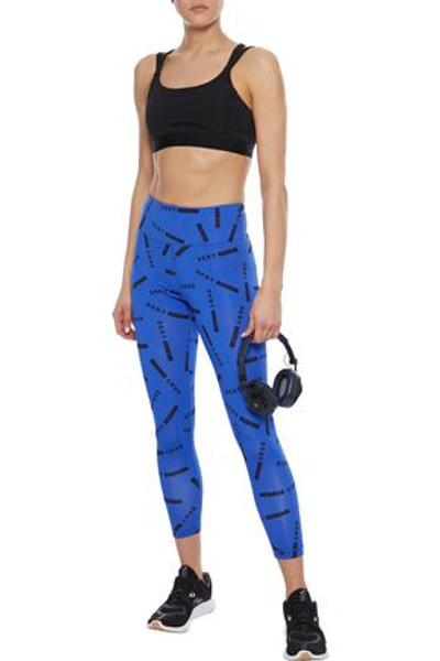 Shop Dkny Cropped Printed Stretch Leggings In Royal Blue