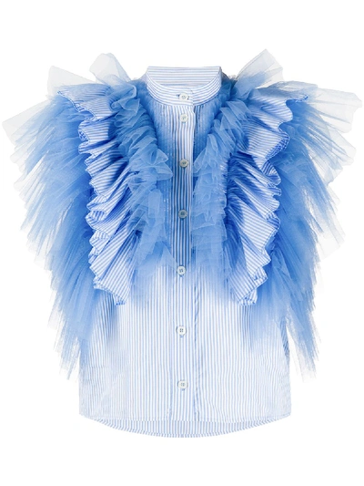 Shop Viktor & Rolf Wings Of Love Striped Blouse In Blue