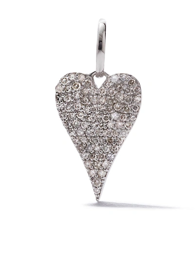 Shop As29 18kt White Gold Pave Diamond Heart Pendant In Silver