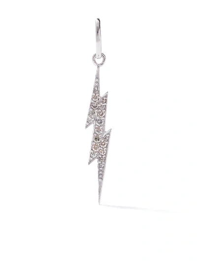 Shop As29 18kt White Gold Pave Diamond Mini Flash Pendant In Silver
