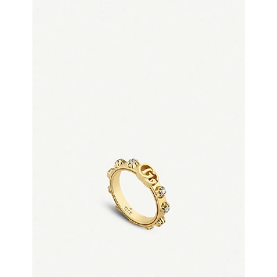 Shop Gucci Gg Running 18ct Yellow-gold And White Diamond Ring In Yellow Gold