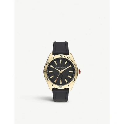 Shop Armani Exchange Ax1828 Enzo Yellow Gold-plated Stainless Steel And Silicone Watch