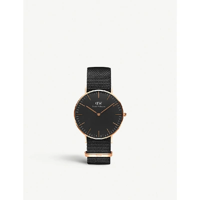 Shop Daniel Wellington Classic Cornwall 36mm Rose-gold Watch In Black