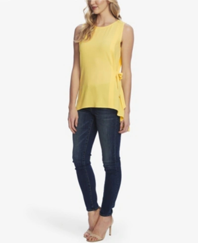 Shop Vince Camuto Women's Sleeveless Side Tie High Low Hem Blouse In Soft Canary