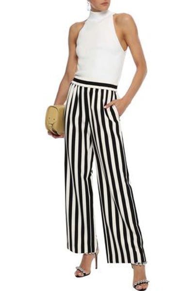 Shop Alice And Olivia Benny Striped Cady Wide-leg Pants In Black