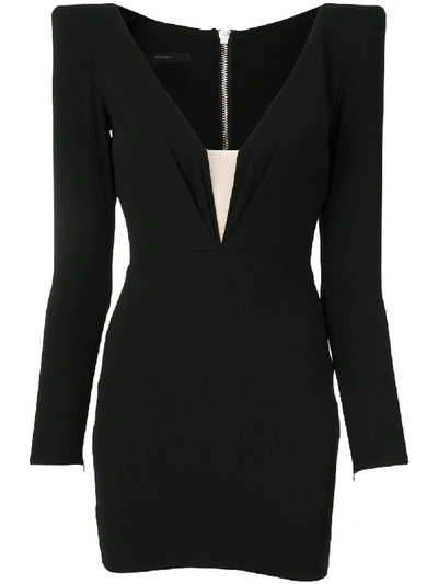 Shop Alex Perry Miller Plunge-neck Mini Dress In Black