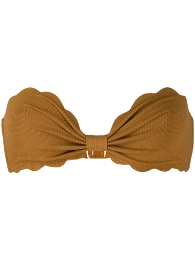 Shop Marysia Scalloped Strapless Bikini Top In Brown