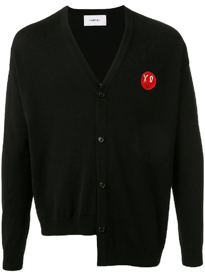 Ports V Logo Patch Asymmetrical Cardigan In Black