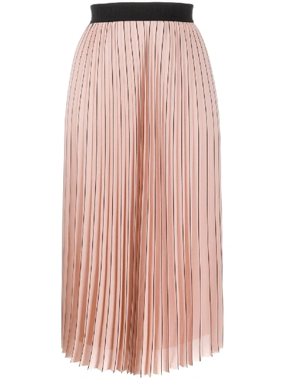 Shop Karl Lagerfeld Pinstriped Pleated Skirt In Pink