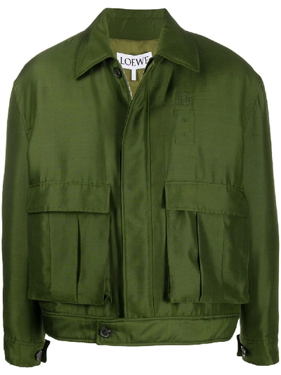 Shop Loewe Flap-pocket Shirt Jacket In Green
