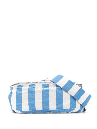Shop Sunnei Striped Logo Belt Bag In Blue