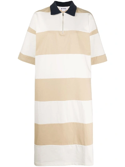 Shop Sunnei Oversized Striped Polo Shirt Dress In White